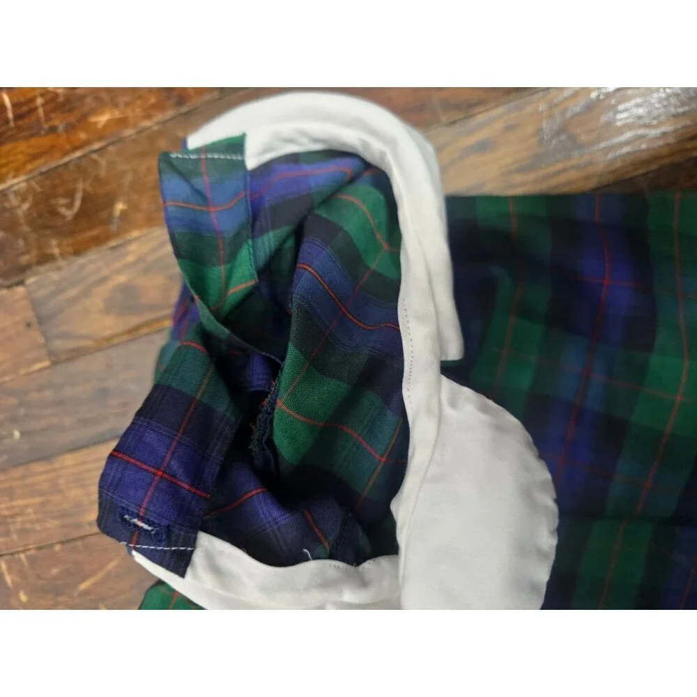 Vintage Girls Blue Green Plaid Dress